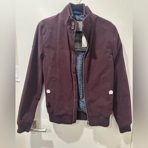 Superdry Idris Elba Collab. Monogram Edition Harrington Jacket, Burgundy- S